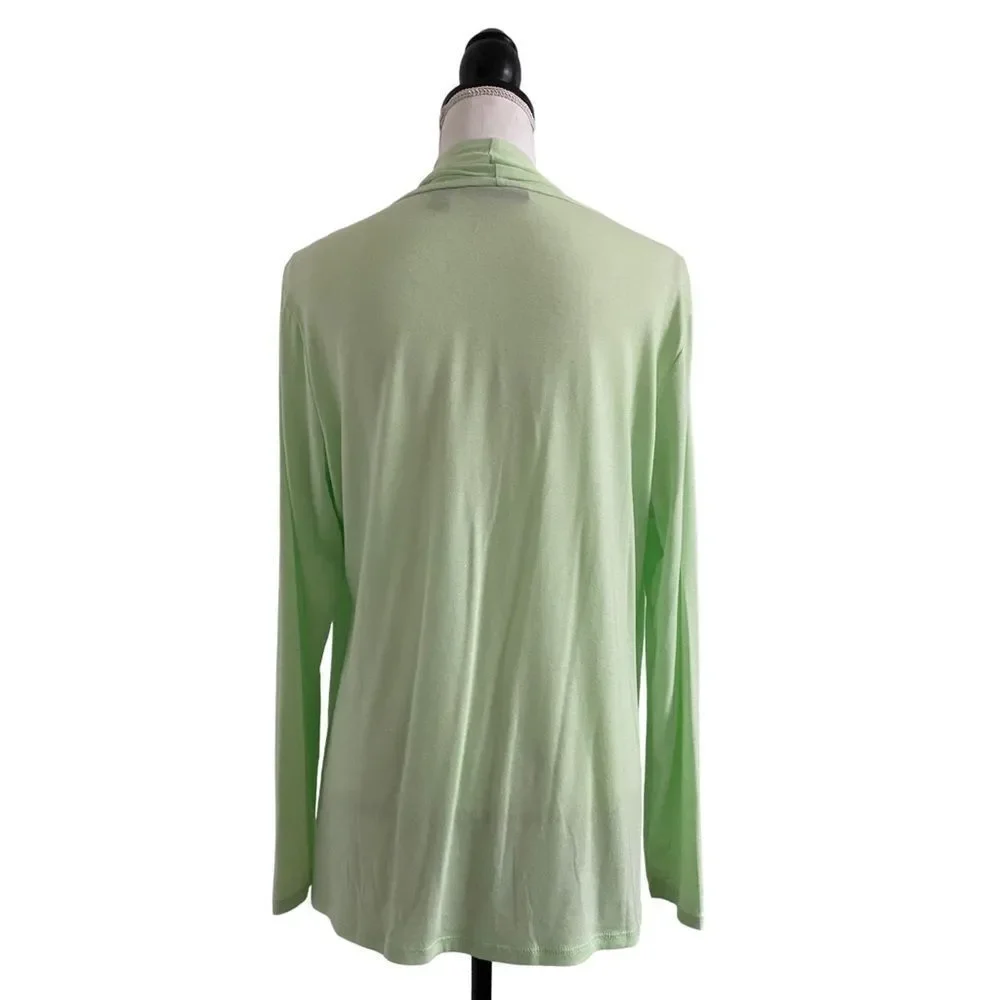 Serena Williams Twofer-Style Draped Cardigan Light Lime Green Ladies Size Large - Picture 3 of 4